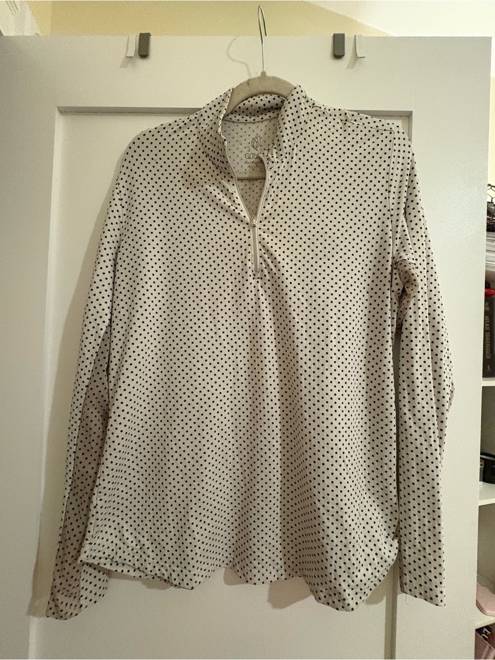 Polka Dot Long Sleeve Quarter-Zip Tee - White/Black
